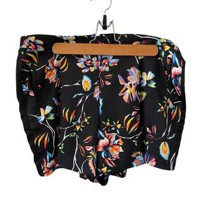 Bar III Black Floral Print High Waist Shorts Women’s Size 12